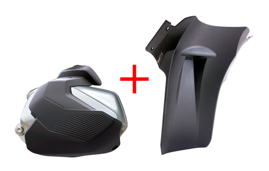 2 product protection set for BMW R1250 R/RS - X-Head cylinder guards & MudSling rear suspension guard