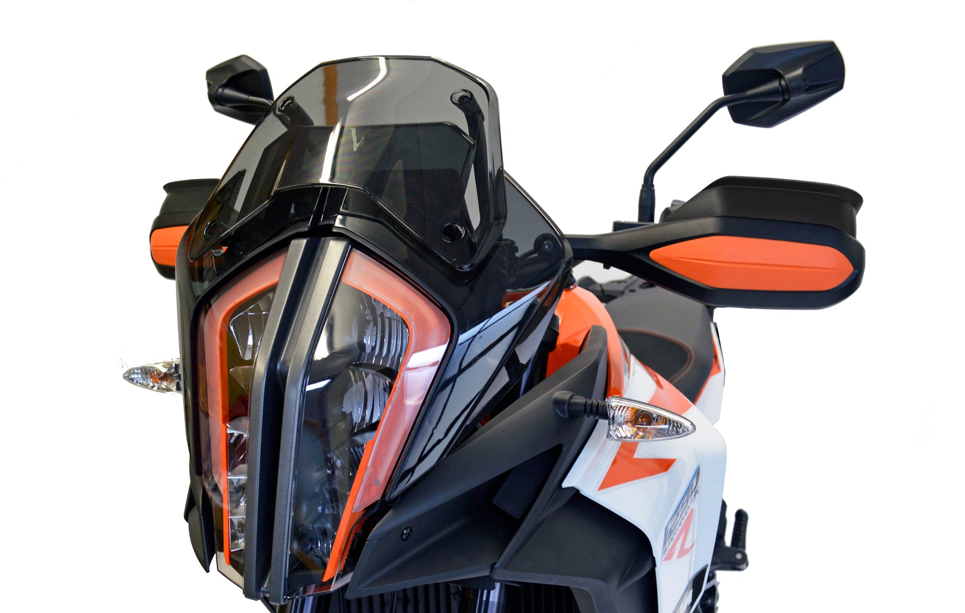 ADVance Guard Multi-Functional hand guard KTM front view with KTM Orange Front Inserts 